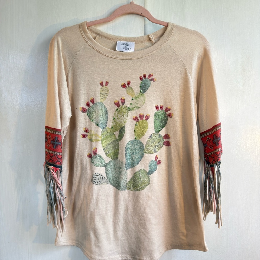 Vintage Medium Cactus Fringe Sleeve Top